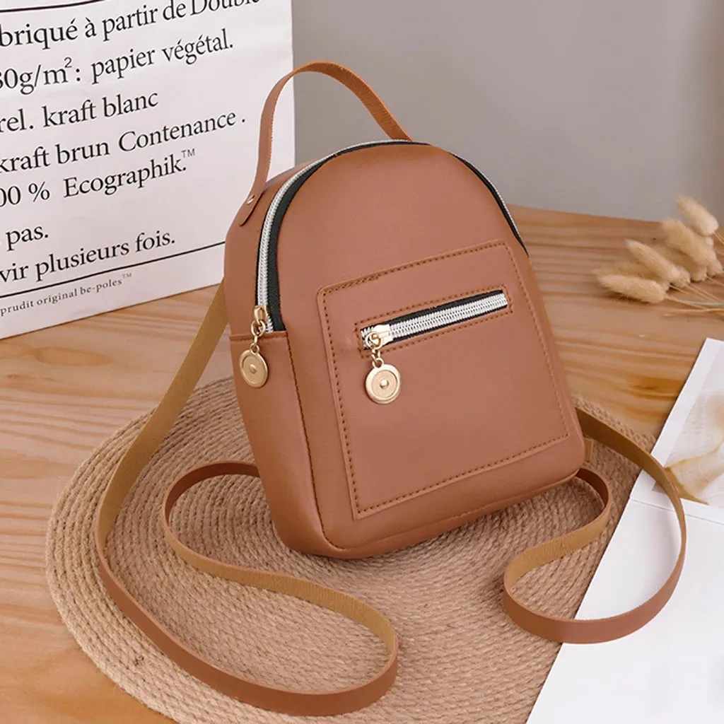 Маленький однотонный рюкзак на молнии для женщин Mochila кошелек с надписью