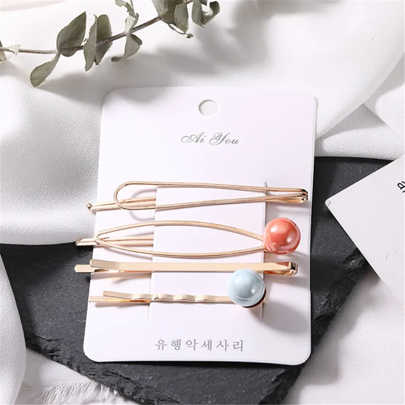 4 шт. корейские модные женские металлические заколки для волос имитация жемчуга