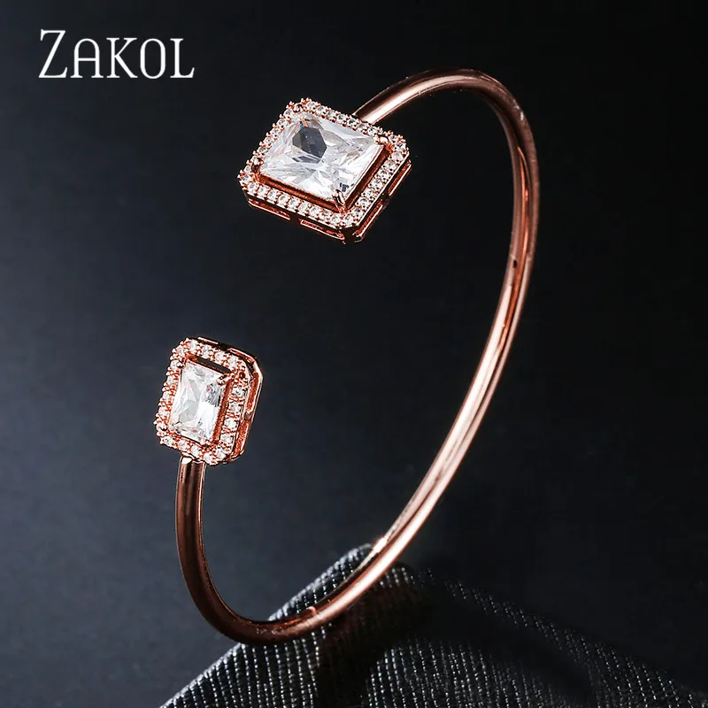 ZAKOL роскошные изысканные прямоугольные микро проложить CZ циркония Кристалл