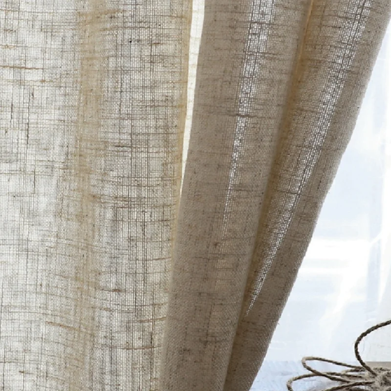 

Modern Linen Semi Blackout Hemp Curtains Chinese Nordic Linen Yarn Pure Color Cotton And Linen Curtains For Livingroom Bedroom