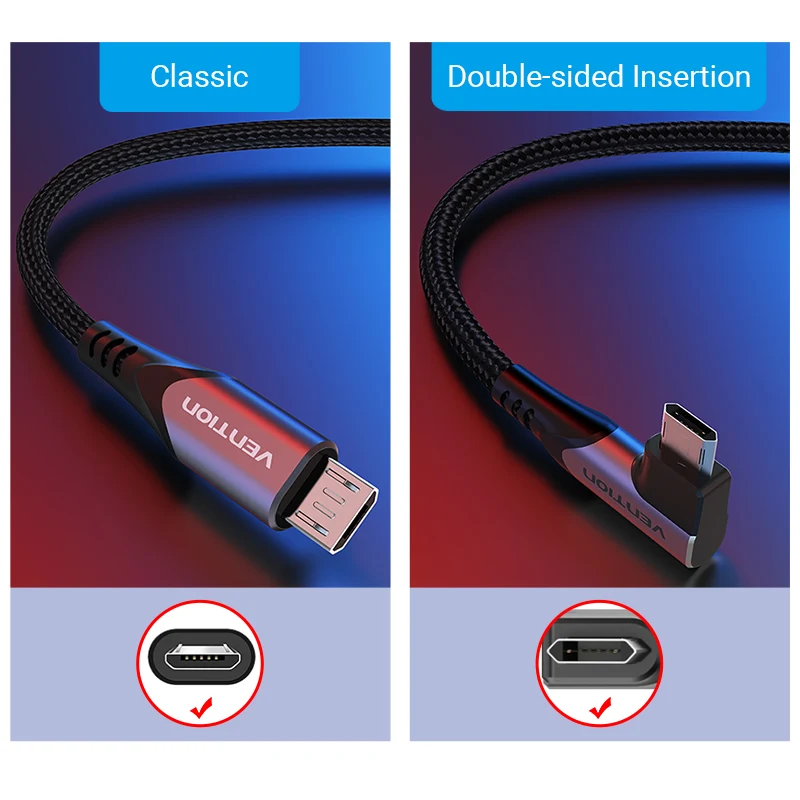 vention micro usb cable 3a 90 degree fast charge data cable for xiaomi remdi samsung android mobile phone usb charger cable cord free global shipping