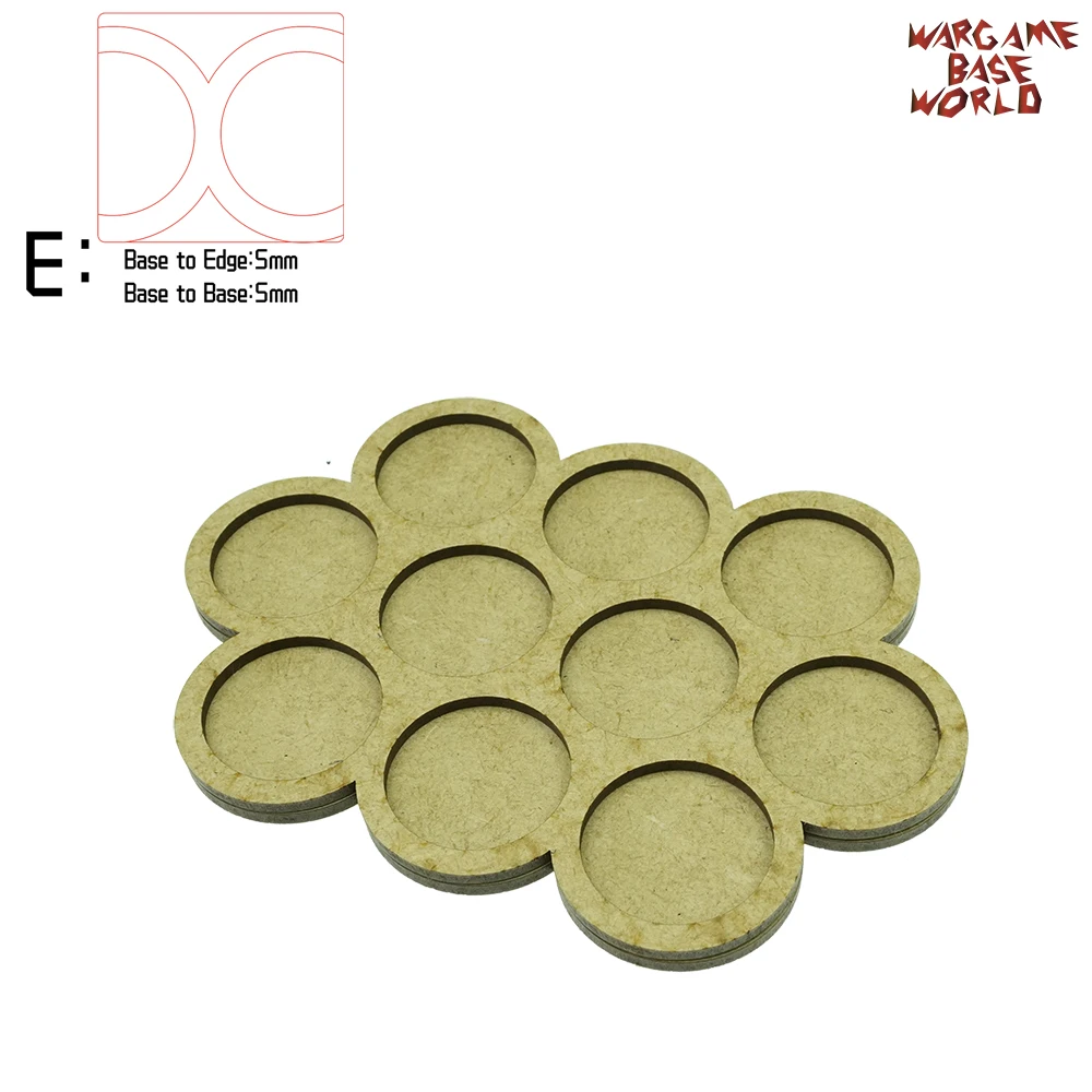 Wargame Base World-Movement Tray-10 цоколей 32 мм круглый-тройной формы MDF - Цвет: edge5basetobase5