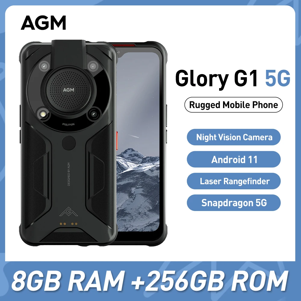 AGM Glory G1 5G Rugged Mobile Phone 8GB+256GB 6200mAh 6.53 inch NFC Smartphone 20 MP Night Vision Camera Global version