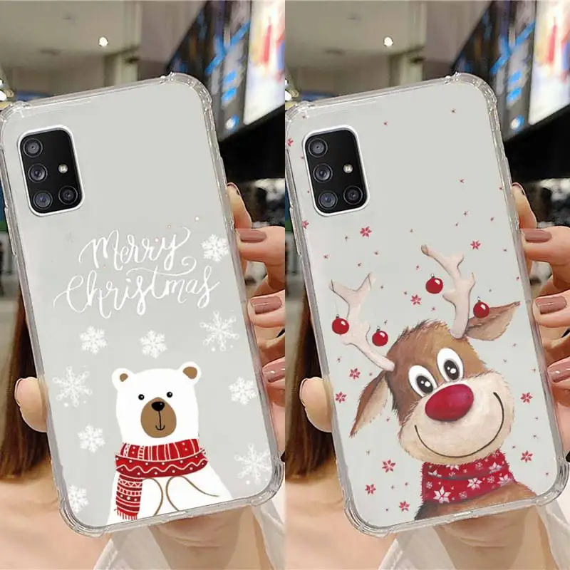 

Merry Christmas snowman pattern Phone Case Transparent For Samsung Galaxy A S Note 9 11 10 51 50 71 70 80 20 21 30s ultra plus