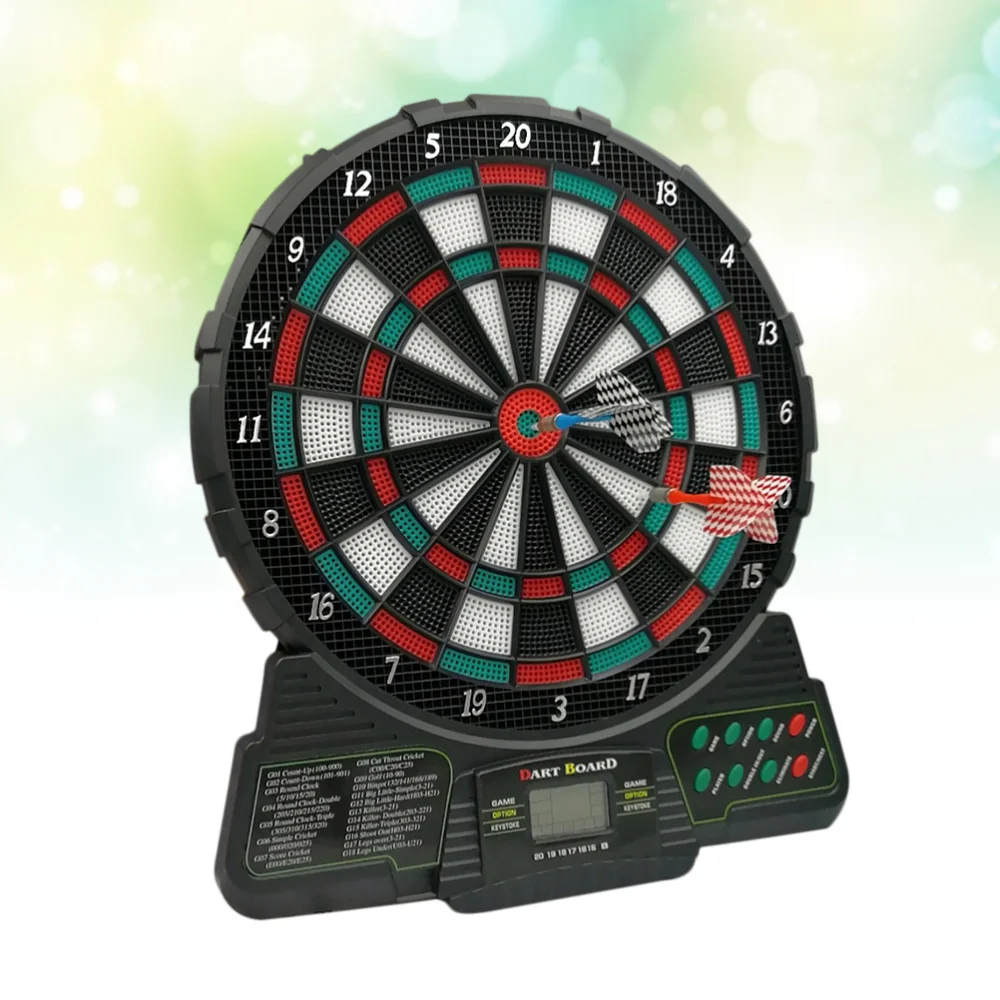 

Black Electronic Dart Game Set Automatic Scoring Dartboard and 6 Darts 18 Dart Tip without Batteries with Plug