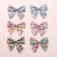 baby girls hair bows clips floral printing hair pin for children cotton barrette kids summer country hair accessories