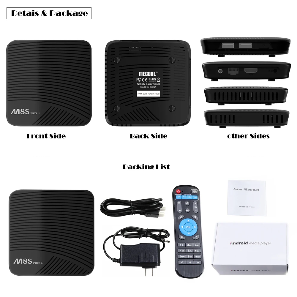 Mecool M8S PRO L Smart tv Box Android 7,1 S912 3 ГБ ОЗУ 16 Гб ПЗУ 4K 3D 1080P телеприставка IP tv Box