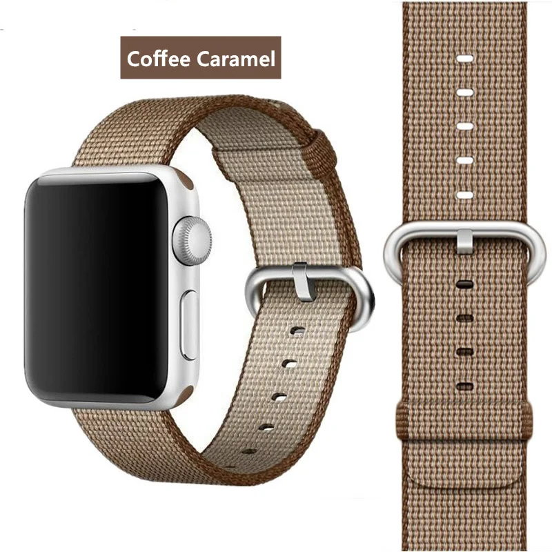 Coffee 9 Ремешок EIMO Nato для apple watch, ремешок 44 мм, 40 мм, apple watch 5, 4, 3, 2, iwatch, ремешок 42 мм, 38 мм, плетеный нейлоновый браслет correa, ремешок для часов - Цвет ремешка: Coffee 9