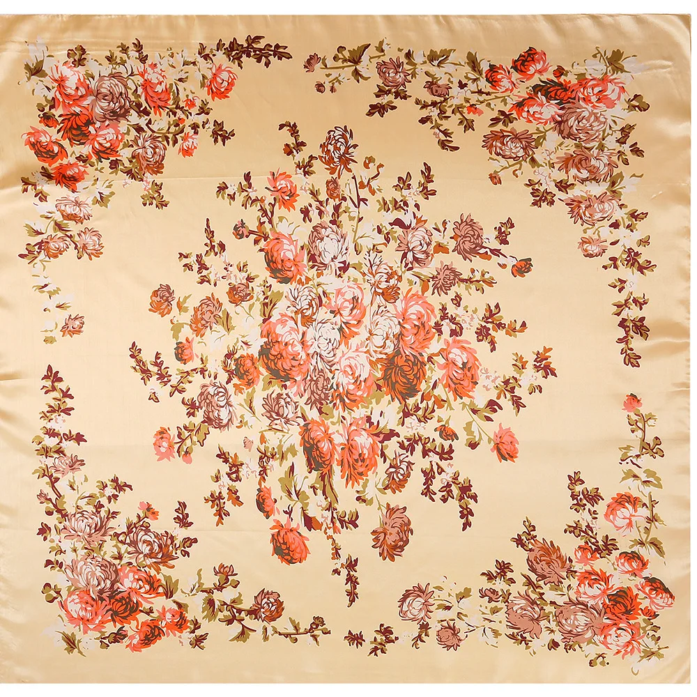 2020 новый женский большой квадратный шелковый шарф с цветочным принтом зимний