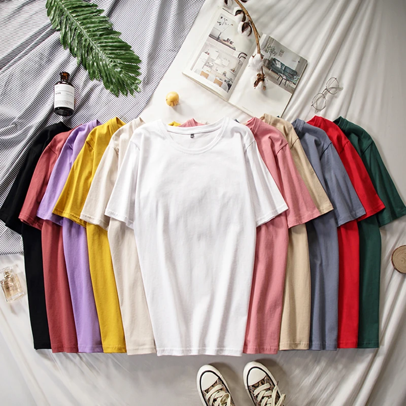 Женская Повседневная футболка с коротким рукавом и круглым вырезом черная белая