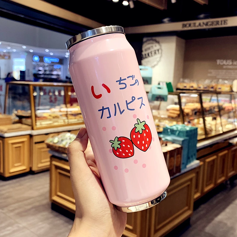 Милая Клубничная Изолированная бутылка для воды из нержавеющей стали