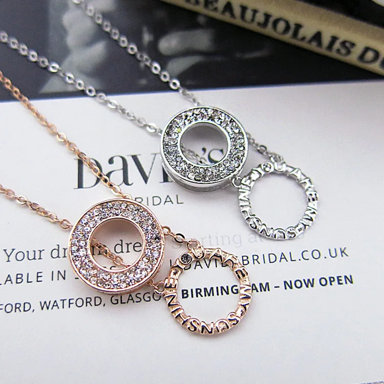 

S925 sterling silver necklace personality fashion romantic double heart-shaped necklace simple temperament girlfriend gift