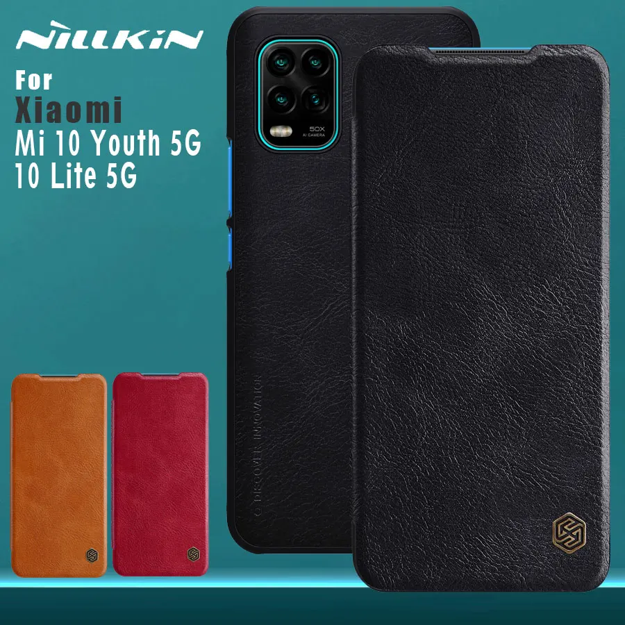 

Чехол-книжка Nillkin для Xiaomi Mi10, Mi 10, Youth 5G, 10 Lite, 5G, кожаный
