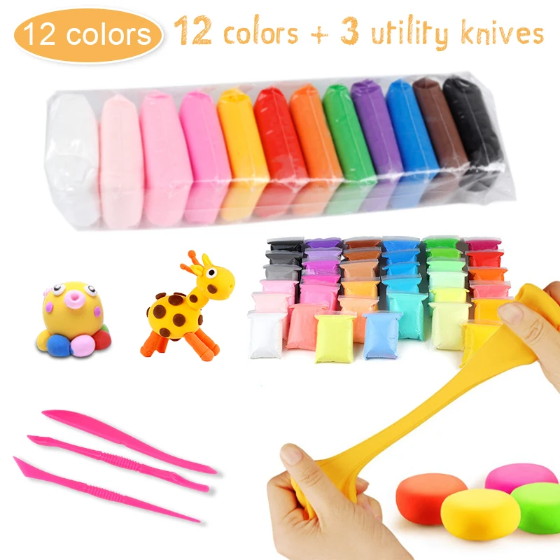

12 colors Air Dry Clay toys DIY Slimed Toy With Tools Learning Hands-on toys For Children Plasticine Safe Polymer Clay Kids Gift