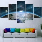 Модульные картины, 5 панелей, планеты земли, Вселенная, космос, холст, живопись, настенное искусство, картина для украшения дома, печатные картины