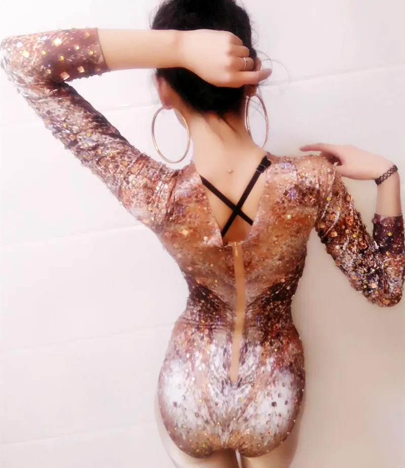 

Womens Whole Body Suit with Diamonds Bar Nightclub Ds Costumes Singer Sexy Pole Dance Clothes Jazz Stage Carnival Bra Glitter