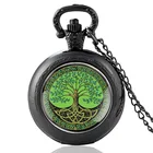 Новое прибытие Дерево жизни дизайн Винтажный Шарм кварцевые карманные часы кулон часы для мужчин женщин стекло купол ожерелье Подарки