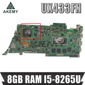 ux433fn notebook motherboard with 8gb ram i5 8265u cpu for asus ux433fn ux433f ux433 laptop mainboard mainboard tested full 100 free global shipping