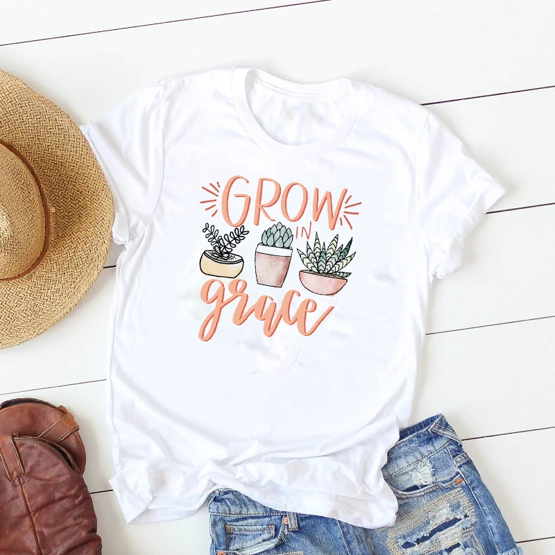 Женская футболка с коротким рукавом летняя женская принтом Crazy Plant топ