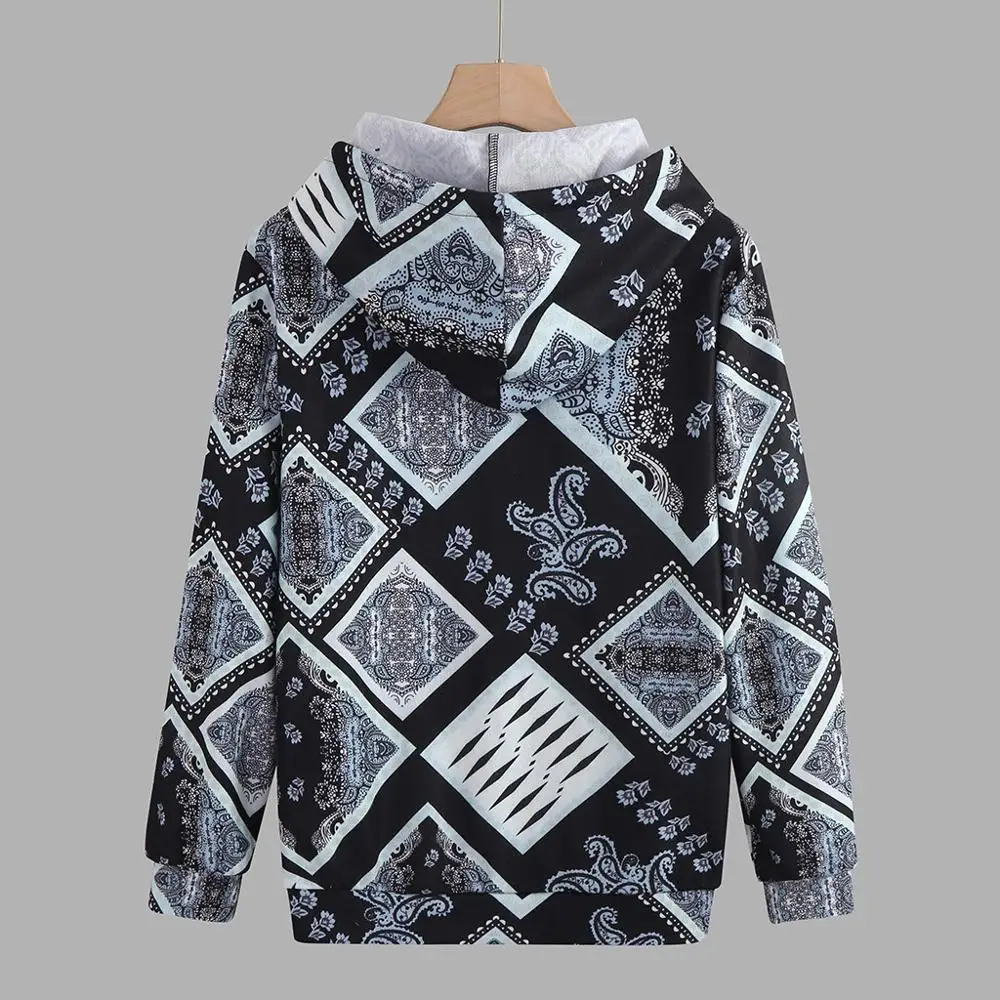 Мужская полосатая этническая ретро стиль принт длинный рукав свободная