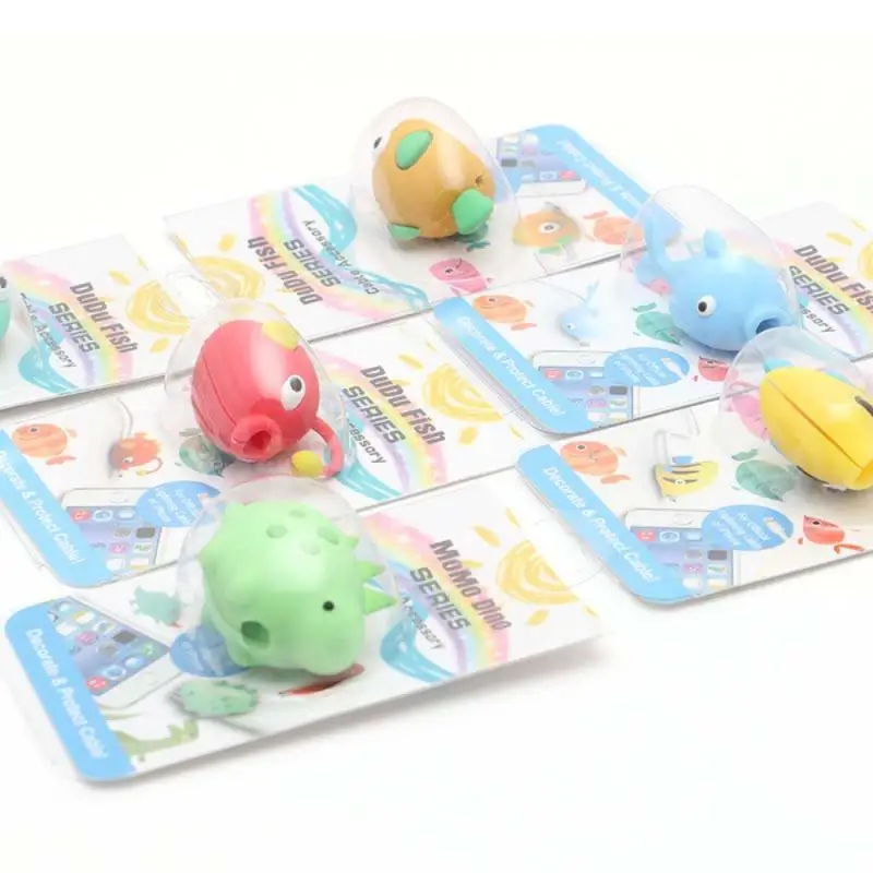 

Cute Cartoon Animal Cable Protector Lightweight Portable Fish Dinosaur Dog Cord Winder Organizer For IPhone Data Line Protection