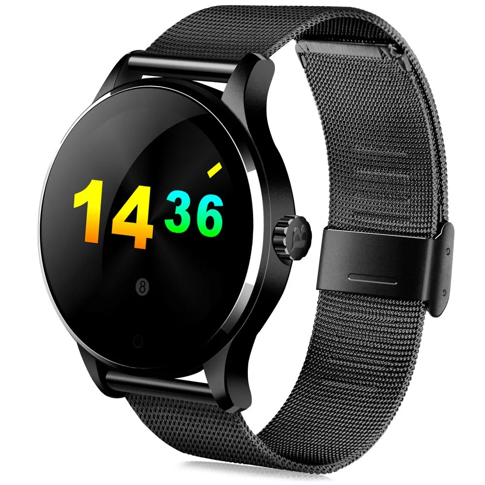K88H Смарт-часы для мужчин android кровяное давление bluetooth динамик сердечного ритма водонепроницаемые спортивные Смарт-часы - Цвет: Black fine steel