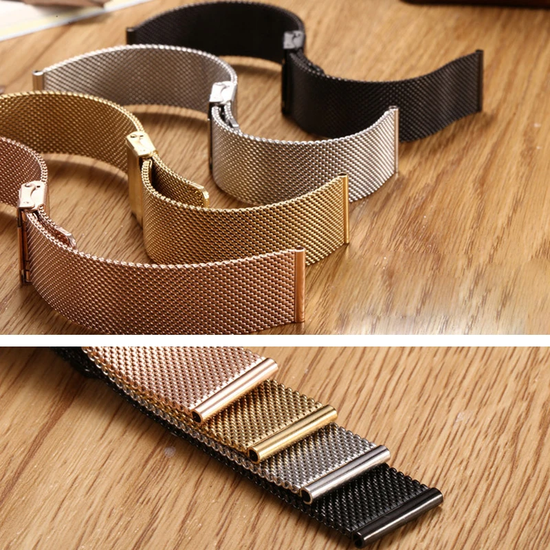 Stainless Steel Strap 14mm 16mm 18mm 19mm 20mm 22mm Watchband For DW Fossil Huawei Samsung Armani Milanese Metal Wristband | Наручные