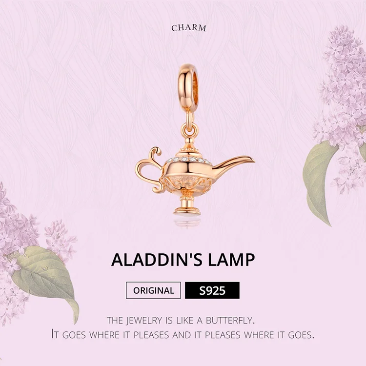 Geoki 925 стерлингового серебра Allah лампа чаша талисманы fit Pandora браслет розовое золото Бутылка горячей воды бусины для браслета ожерелье цепь