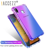 accezz colorful gradient phone case for samsung a40 a50 air bag protection color match transparent ultra thin tpu mobile covers