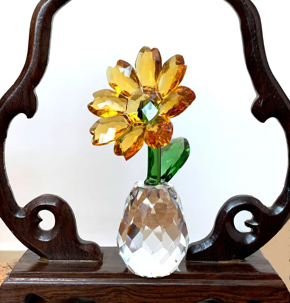 Хрустальный Подсолнух статуэтки и миниатюрное украшение из стекла Fengshui