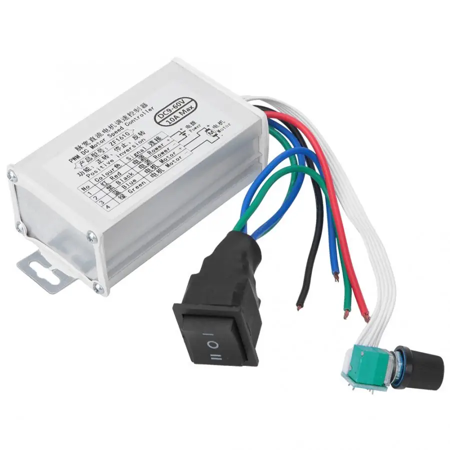 

PWM Motor Controller DC 9V/12V/24V/36V/48V/60V Motor Speed Controller 10A CW/CCW Motor Speed Regulator Controller