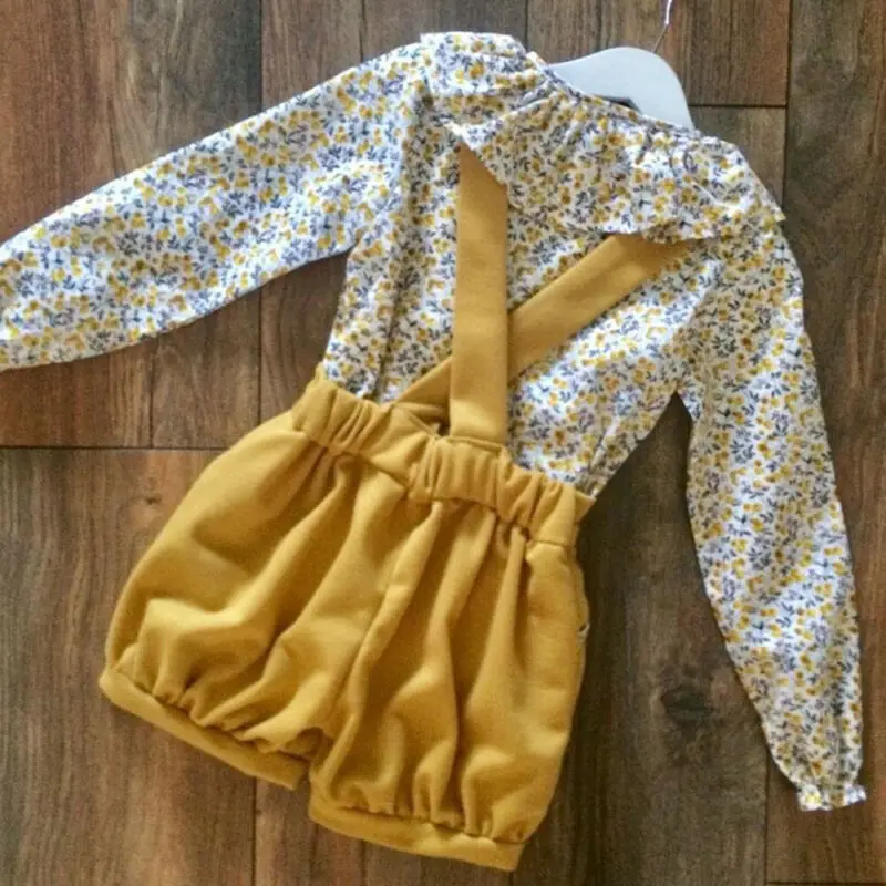 Модная одежда для маленьких девочек топы с цветочным принтом хлопковый