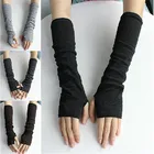 Зимние длинные шерстяные перчатки без пальцев, популярные цветные оригинальные рукава на заказ, летние солнцезащитные перчатки
