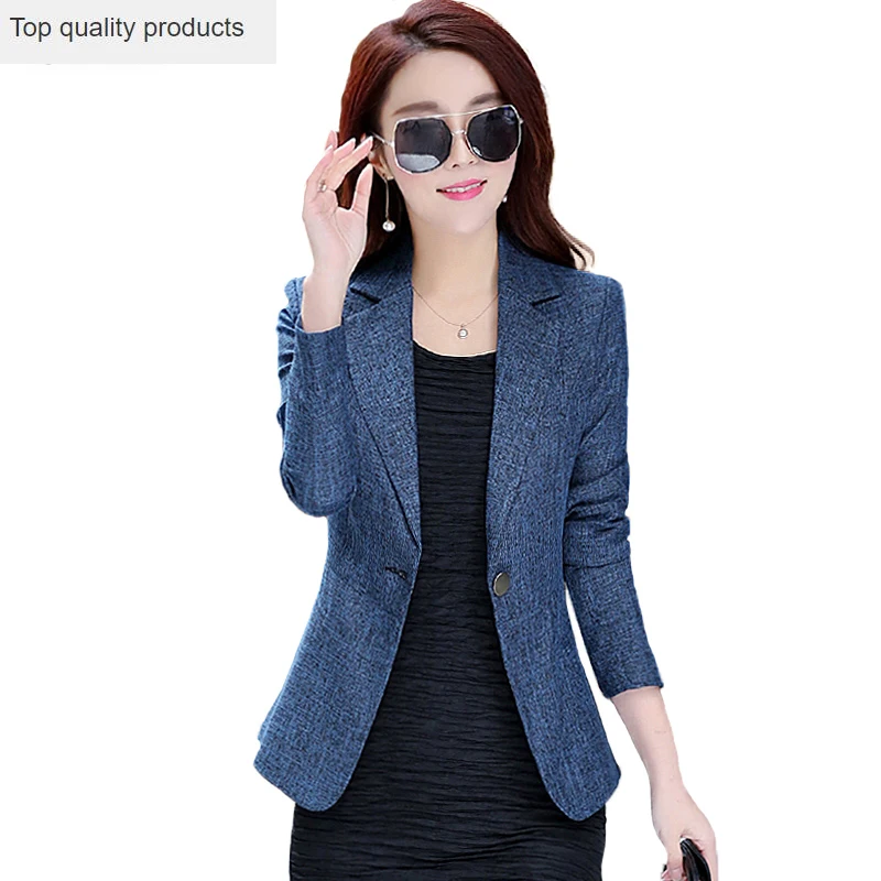 

Women 2023 New Blazer Jacket Long Sleeve Notched Collar Plus Size 4XL Blazer Suit Slim Ladies Office Outerwear Female Tops OK809