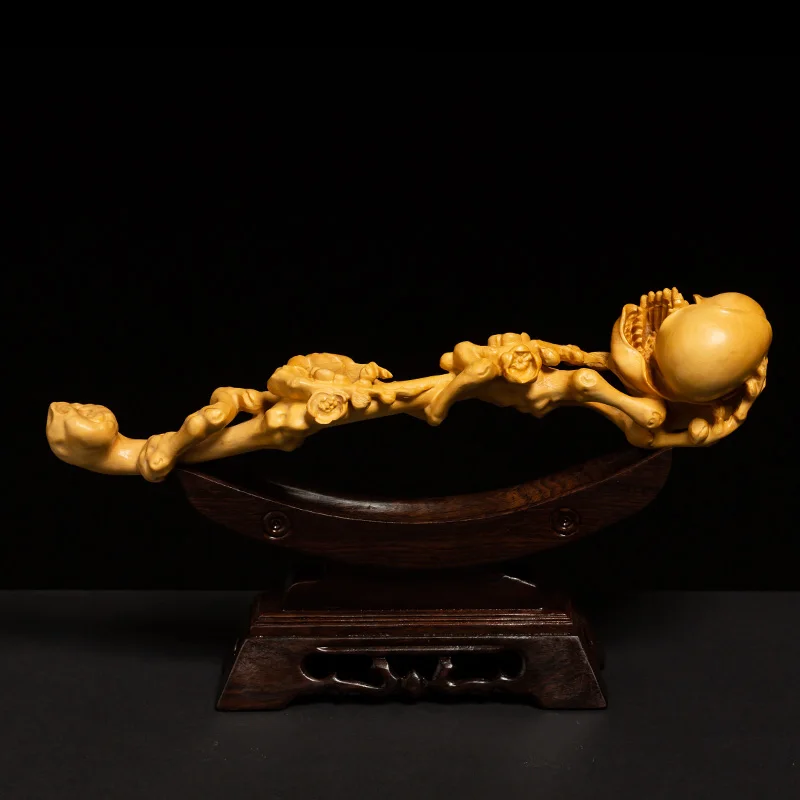 Цветок сливы Ruyi с основанием резьба по дереву фэн шуй украшение для дома на удачу