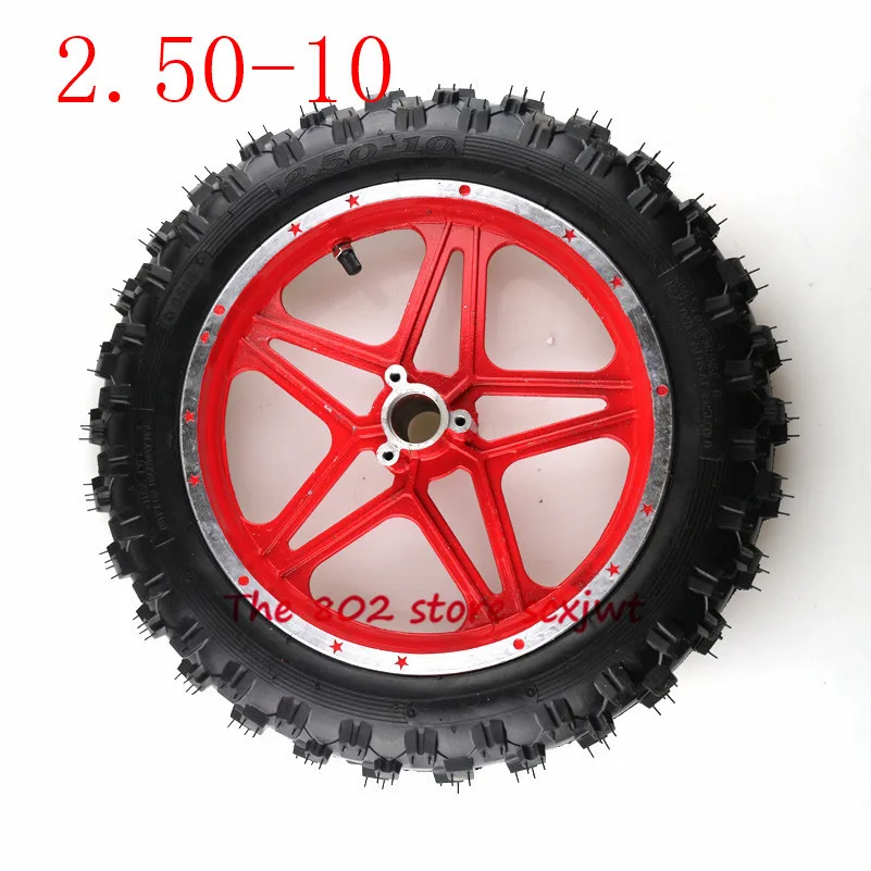 rear wheel Резиновая мотоциклетная шина 2,50-10 Внутренняя труба наружная Trye, переднее и заднее колесо, ступица колеса - Цвет: rear wheel