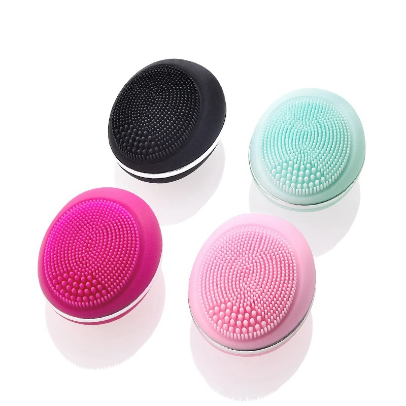 Черная электрическая силиконовая Очищающая щетка для лица Sonic Vibration Massage Smart Face