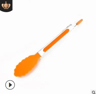 Orange Силиконовые спагетти салат тост барбекю мясо длинные плоские щипцы инструмент для кухни инструменты приготовления пищи щипцы - Цвет: Orange
