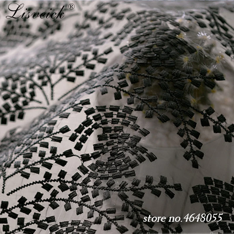 High-grade blue organza embroidery wheat net tulle lace fabric diy wedding dress skirt costume material home decoration 50x145cm | Дом и сад