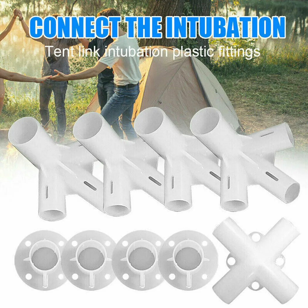 

9 Pcs/set Spare Parts Feet Corner Center Connector Degree Tee Connector PVC Pipe Fitting DIY Tent Fixed Fittings