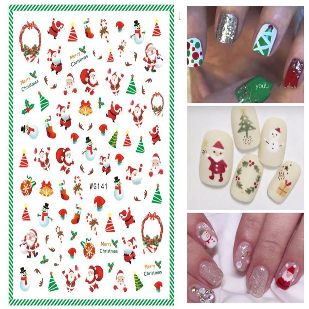 Nail art наклейки для ногтей Рождественская Фигурка Санта Снеговик Хэллоуин |