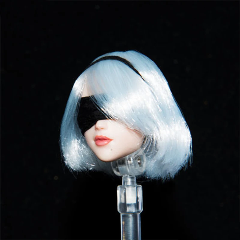 1/6 масштаб женская голова резьба нониус голова: Automata 2B девушка длинные белые