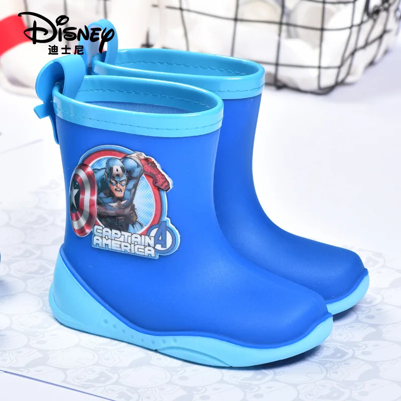 

Детские резиновые сапоги Disney для мальчиков, ботинки средней длины в стиле «Человек-паук», Капитан Америка, для девочек, принцессы Софии