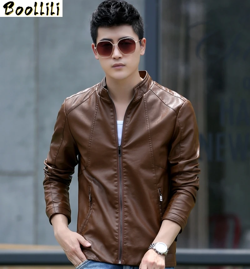 men Boollili jackets motorcycle leather jacket male spring autumn casual artificial leather plus size business men's coats