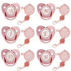 Розовая Золотая Детская Соска с зажимами на цепочке силиконовые соски для новорожденных младенцев Украшенные Стразы соска для младенцев подарок на день рождения