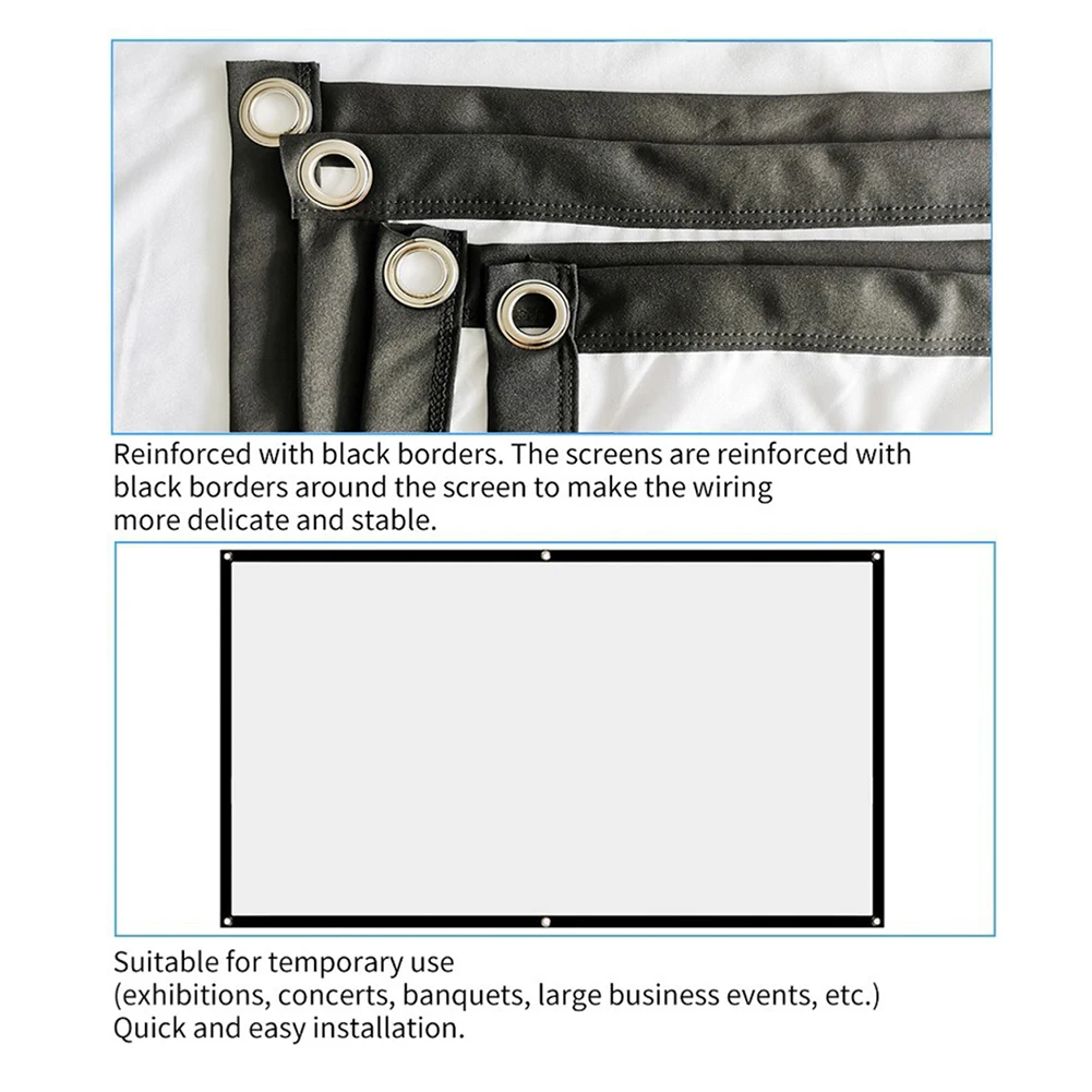 

72inch 84inch 100inch Foldable Projector Screen 3D HD Projection Screen Movies Projector Curtain for Home Theater Camping Film
