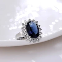 2021 new european and american classic artificial sapphire oval encrusted zircon womens ring jewelry party accessories