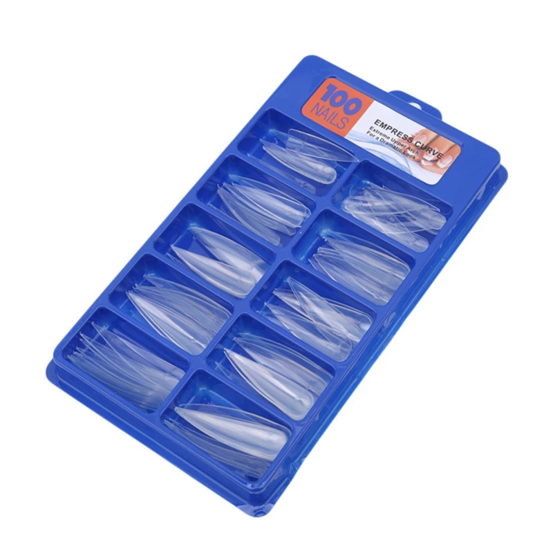 100 шт./кор. прозрачные длинные накладные ногти пластик искусственный ноготь