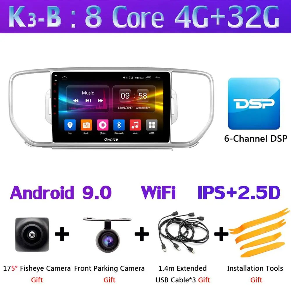 K3-B 360 ° панорамный 4 аппарат не привязан к оператору сотовой связи 4G+ 64G Android 9,0 Автомобильный мультимедийный радио для Kia KX5 Sportage 4 gps навигации DSP CarPlay - Цвет: K3-B