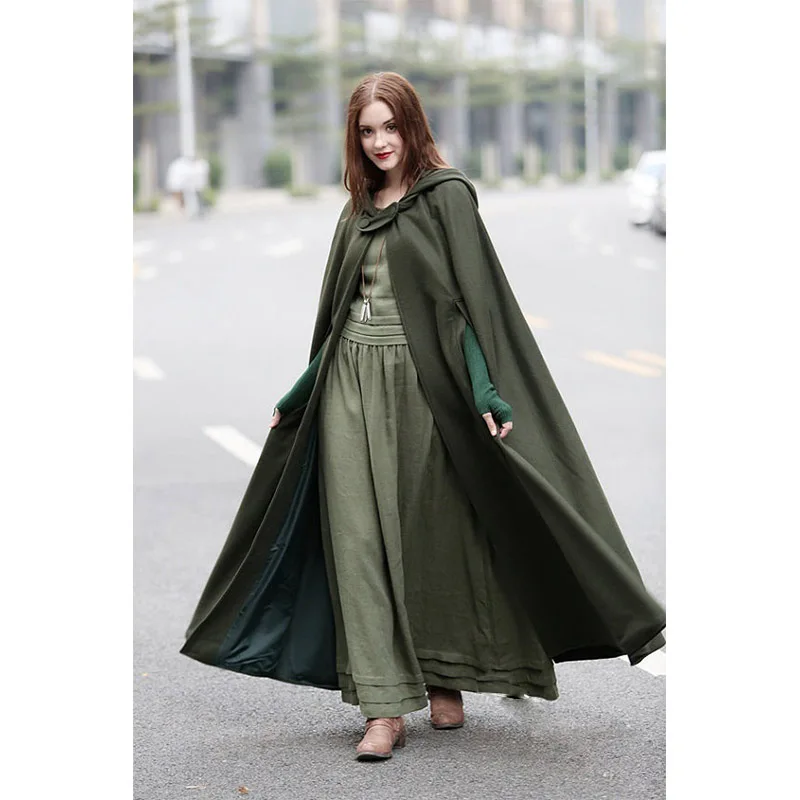 Средневековый плащ пальто с капюшоном для взрослых Для женщин Винтаж Готическая